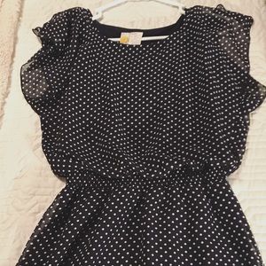 Navy blue polka dot cocktail dress